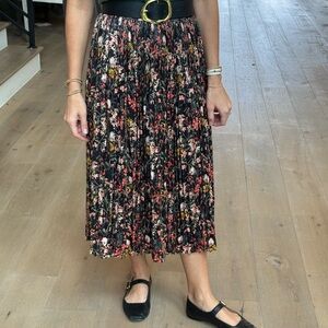 Scotch & Soda Black Floral Midi Skirt